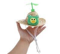 LLLmhuaa Chapeau seau pour chien pour animal de compagnie - Chapeau de protection solaire pour chats - Chapeau de paille tissé à la main avec libellule en bambou pour petit animal domestique femelle
