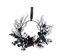 LLLmhuaa Couronne d'Halloween à suspendre avec rose - Pendentif pour Thanksgiving - Décoration d'automne - Accessoire cadeau - Couronne d'automne pour porte
