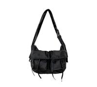 LLLmhuaa Grand sac à bandoulière en toile avec plusieurs poches esthétiques, sacs de travail, sac à main en toile pour homme et femme, Noir , One Size