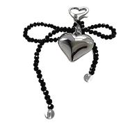 LLLmhuaa Lanière de téléphone en forme de cœur papillon avec perles de cristal - Bracelet élégant pour téléphone portable - Avec nœud - Ornement personnalisé pour sac à bijoux, Noir , taille unique