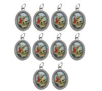 LLLmhuaa Lot de 10 pendentifs ovales en métal pour colliers, porte-clés, fabrication de bijoux