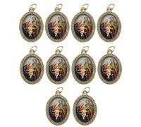 LLLmhuaa Lot de 10 pendentifs ovales en métal pour colliers, porte-clés, fabrication de bijoux