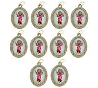 LLLmhuaa Lot de 10 pendentifs ovales en métal pour colliers, porte-clés, fabrication de bijoux