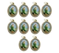 LLLmhuaa Lot de 10 pendentifs ovales en métal pour colliers, porte-clés, fabrication de bijoux