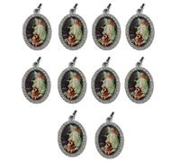 LLLmhuaa Lot de 10 pendentifs ovales en métal pour colliers, porte-clés, fabrication de bijoux