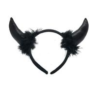 LLLmhuaa Serre-tête cornes de diable avec plumes et paillettes pour Halloween, cosplay, cadeau, maquillage pour se laver le visage
