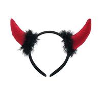 LLLmhuaa Serre-tête cornes de diable avec plumes et paillettes pour Halloween, cosplay, cadeau, maquillage pour se laver le visage