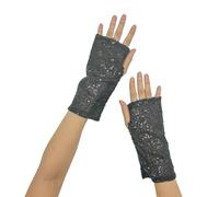 LLLmhuaa Shning Gants à paillettes pour spectacles sur scène et fêtes de fin d'année, mains sans doigts confortables pour événements nocturnes, Noir , taille unique