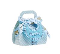 LLLucky 12 Pcs Bonbons Boîtes avec Ruban pour Baby Shower Baptême Party Favor Cadeau DIY Bonbons Conteneur Bleu