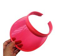 LLLucky Chapeau Pare-Soleil à Dessus Ouvert Unisexe Couleur Bonbon d'été avec Protection UV en Plastique PVC Transparent à Large Bord Clip-on Sport Beach Cap Fluorescent Pink
