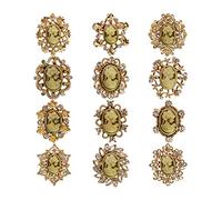 LLLucky Cristal Strass Fleur Vintage Victorien camée Broche Broche Ensemble pour Les Femmes