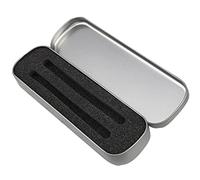 LLLucky Étui à stylos en métal Compact avec Coussin en éponge Mini boîte à stylos rectangulaire pour Affaires Femmes Hommes étudiant Enseignant Cadeau d'anniversaire Argent