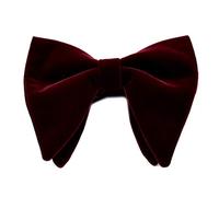 LLLucky Mens Velours Vintage Double Couche Pré-attaché Main Noeud Papillon Glitter Solide Couleur Smoking Grand Surdimensionné Longueur Réglable Cravate Vin Rouge