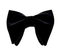 LLLucky Mens Velours Vintage Double Couche Pré-Lié Main Noeud Papillon Glitter Solide Couleur Smoking Grande Surdimensionné Longueur Réglable Cravate Noir