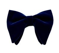 LLLucky Mens Velours Vintage Double Couche Pré-Lié Main Noeud Papillon Glitter Solide Couleur Smoking Grande Surdimensionné Longueur Réglable Cravate Bleu Marine
