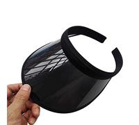 LLLucky Unisexe Été Bonbons Couleur Protection UV Open Top Pare-Soleil Chapeau Transparent PVC Plastique Large Bord Clip-on Sport Beach Cap Noir