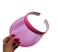 LLLucky Unisexe Été Bonbons Couleur Protection UV Open Top Pare-Soleil Chapeau Transparent PVC Plastique Large Bord Clip-on Sport Beach Cap Rose 54cm-62cm(21.25in-24.4in)
