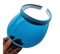 LLLucky Unisexe Été Couleur Bonbon Protection UV Open Top Pare-Soleil Chapeau Transparent PVC Plastique Large Bord Clip-on Sport Beach Cap Bleu