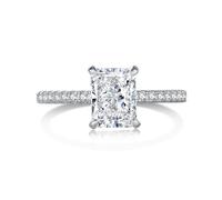 Lllunimon 2CT Bague de fiançailles pour femmes High Carbon Diamond Rectangle Wedding Band 8A CZ Promise Anniversary Ring pour Noël Anniversaire Nouvel An Valentine,Argent,Size7