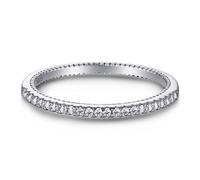Lllunimon 2MM Femmes 925 Sterling Argent Engagement Bague Cubic Zirconia Eternity Wedding Band Empilable Anneau Plein Diamant Empilage Rang Index Doigt Fin Doigt Fine Ring,B,Size9