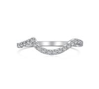 Lllunimon 2MM Femmes 925 Sterling Argent Engagement Bague Cubic Zirconia Eternity Wedding Band Empilable Anneau Plein Diamant Empilage Rang Index Doigt Fin Doigt Fine Ring,A,Size6