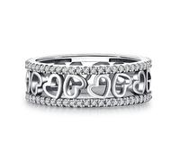 Lllunimon Anneaux en argent sterling, bagues cœur pour femmes, promesse pour elle, bagues de fiançailles et de mariage éternelles en zirconium cubique 925, tailles 5 6 7 8 9, port quotidien,Size 8