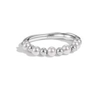 Lllunimon Anneaux en perles de nacre et argent pour femmes Bague ouverte réglable en argent sterling S925 pour son engagement, mariage, anniversaire