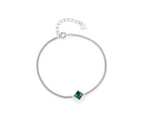 Lllunimon Argent sterling Français carré breloque cristal vert Bracelet pierre pour femmes minimaliste style cour Bracelet rétro Bijoux délicats réglables,D'or