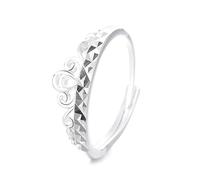 Lllunimon Bague couronne en argent S925 plaqué or Bijoux d'inspiration royale française Forme minimaliste élégante Des cadeaux de tous les jours pour elle,Argent