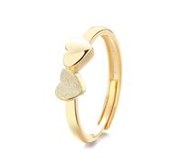 Lllunimon Bague double cœur en argent S925 plaqué or Bijoux artisanaux givrés Style minimaliste élégant Des cadeaux de tous les jours pour elle,D'or