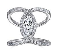 Lllunimon Bague en argent pur S925 avec diamant principal en forme d'œil de cheval CZ imitation diamant, bijou artistique minimaliste. À porter au quotidien, un cadeau pour elle.,Size 9
