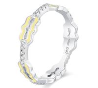 Lllunimon Bague en argent S925 à forme irrégulière avec un artisanat en émail jaune, symbole de simplicité et de vitalité. À porter au quotidien, un cadeau pour elle.,Size 5