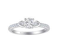 Lllunimon Bague en argent S925 avec diamant principal en forme de cœur et bordure, finition polie miroir, bijou simple et romantique. À porter au quotidien, un cadeau pour elle.,Size 5