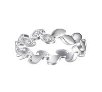 Lllunimon Bague en argent S925 avec feuille d'argent et zircon, poli miroir, bijoux simples et naturels. À porter au quotidien, un cadeau pour elle.,Size 6