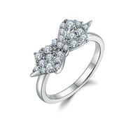 Lllunimon Bague en argent S925 avec papillon en pierres zirconia entièrement serties, finition miroir, bijou simple et élégant. Idéal pour un port quotidien, parfait comme cadeau pour elle.,Size 5