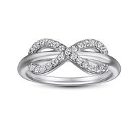 Lllunimon Bague en argent S925 avec symbole de l'infini, incrustation de zircon, bijou simple et élégant. À porter au quotidien, un cadeau pour elle.,Size 5
