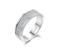 Lllunimon Bague en argent S925 avec zircone cerclée, finition miroir, bijoux simples et luxueux, à porter au quotidien, cadeau pour elle.,Size 6