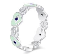 Lllunimon Bague en argent S925 en forme de cœur de l'œil du démon, artisanat en émail, bijou simple et sucré, à porter au quotidien, cadeau pour elle.,Size 7