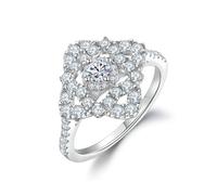 Lllunimon Bague en argent S925 en forme de trèfle à quatre feuilles avec zircon cubique, finition miroir. Un bijou à porter lors des mariages, un cadeau pour elle.,Size 8