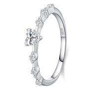 Lllunimon Bague en argent S925 ornée de zirconium en forme de cœur, finition miroir, bijou simple et romantique, à porter au quotidien, cadeau pour elle.,Size 6