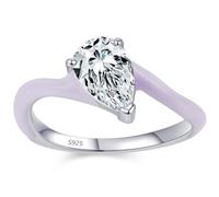 Lllunimon Bague en argent sterling s925, émail lavande en forme de poire, à porter tous les jours, idéal pour la fête montrer votre style, cadeau pour femme,Size 9