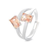 Lllunimon Bague en zircon carré géométrique en argent S925 Bijoux texture brossée Style élégant et minimaliste Des cadeaux de tous les jours pour elle,B
