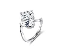 Lllunimon Bague géométrique en argent S925 imitation diamant personnalité bijoux Style urbain élégant Des cadeaux de tous les jours pour elle,Argent