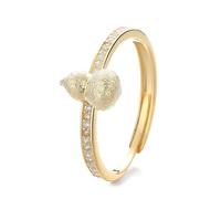 Lllunimon Bague gourde en argent S925 plaqué or Élégant bijoux en diamant minimaliste Bijoux orientaux Fulu Usure quotidienne Un cadeau pour elle,D'or