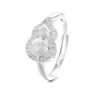 Lllunimon Bague gourde en argent S925 plaqué or Elégants bijoux minimalistes sertis de diamants Bijoux inspirés de la cour d'Orient Usure de tous les jours Un cadeau pour elle,Argent