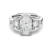 Lllunimon Bague ovale en argent 925 personnalité réglable bijoux à trois pierres style élégant pour un usage quotidien Cadeau pour elle