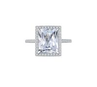 Lllunimon Bagues en zircon coloré Pierres précieuses d'inspiration vintage Bagues en argent sterling 925 pour femmes bijoux de mariage cadeaux pour les amoureux de la mode,Blanc,Size 9