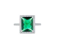 Lllunimon Bagues en zircon coloré Pierres précieuses d'inspiration vintage Bagues en argent sterling 925 pour femmes bijoux de mariage cadeaux pour les amoureux de la mode,Vert,Size 6
