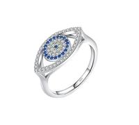 Lllunimon Bohème mauvais œil bague femme en argent sterling 925 bague empilable gardien symbole tous les jours porter cadeau d'anniversaire,D,Size 7