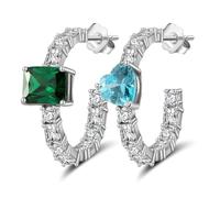Lllunimon Boucles d'oreilles asymétriques en argent sterling 925 à cœur carré Accessoires pionniers Style de personnalité élégant Des cadeaux de tous les jours pour elle